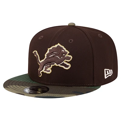 Men's New Era  Dark Brown Detroit Lions Burnt Wood Camo 9FIFTY Snapback Hat