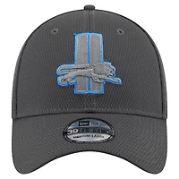 Men's New Era Graphite Detroit Lions Throwback Logo Main 39THIRTY Flex Hat