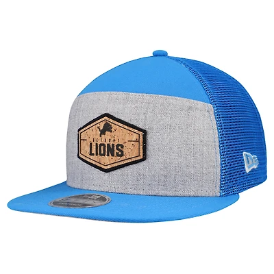 Men's New Era  Gray/Blue Detroit Lions Cork Split Panel 9FIFTY Trucker Snapback Hat