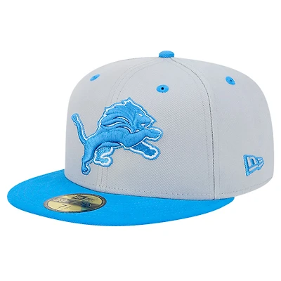 Men's New Era Gray/Blue Detroit Lions Flipside Two-Tone 59FIFTY Fitted Hat