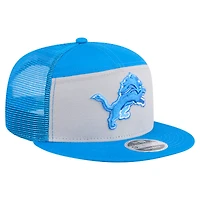 Casquette snapback 9FIFTY extérieure à panneaux fendus pour homme, gris/bleu, des Detroit Lions de New Era