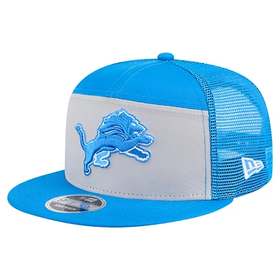 Casquette snapback 9FIFTY extérieure à panneaux fendus pour homme, gris/bleu, des Detroit Lions de New Era