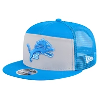 Casquette snapback 9FIFTY extérieure à panneaux fendus pour homme, gris/bleu, des Detroit Lions de New Era