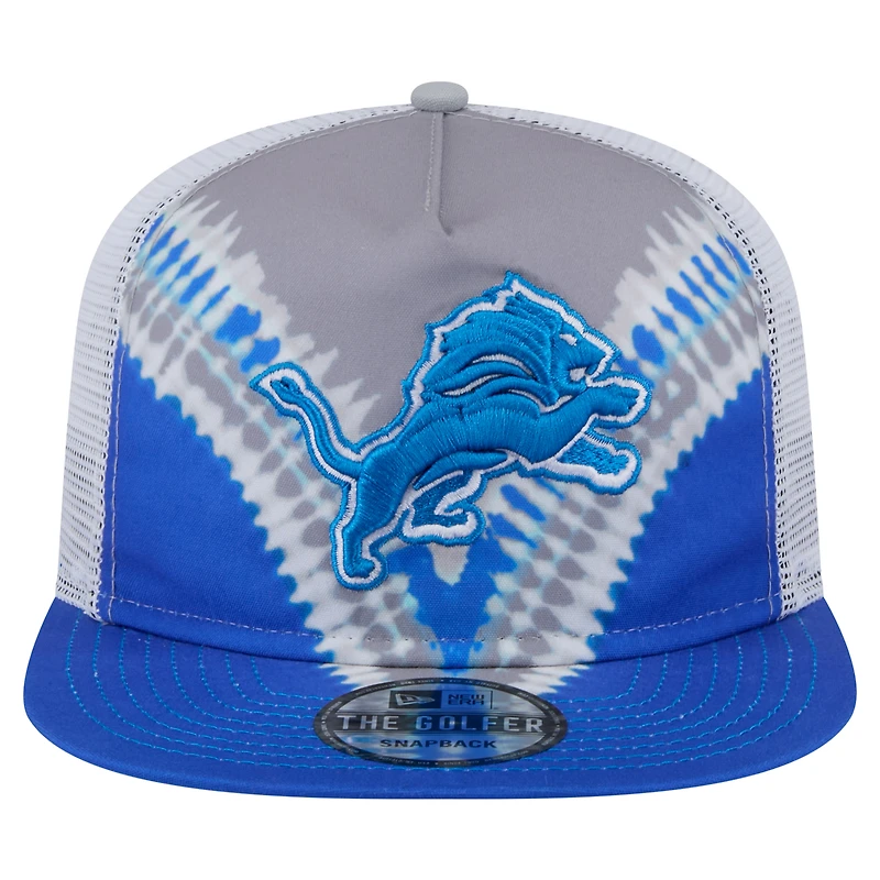 Men's New Era Gray/Blue Detroit Lions Throwback Dye Golfer Snapback Hat