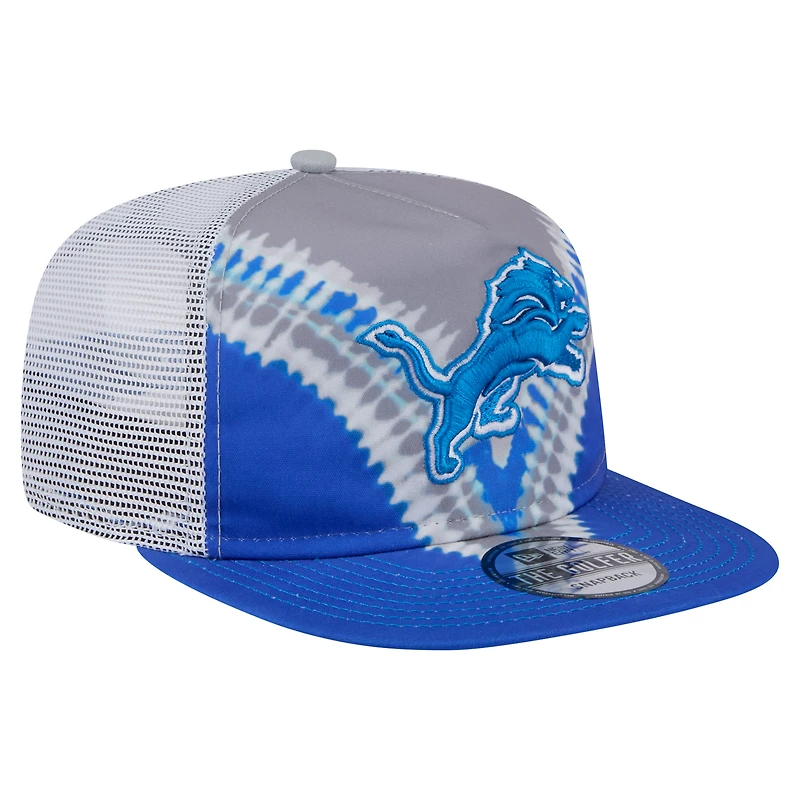 Men's New Era Gray/Blue Detroit Lions Throwback Dye Golfer Snapback Hat