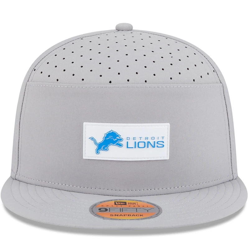 Casquette snapback 9FIFTY grise à panneau fendu pour homme des Detroit Lions 2025 de New Era