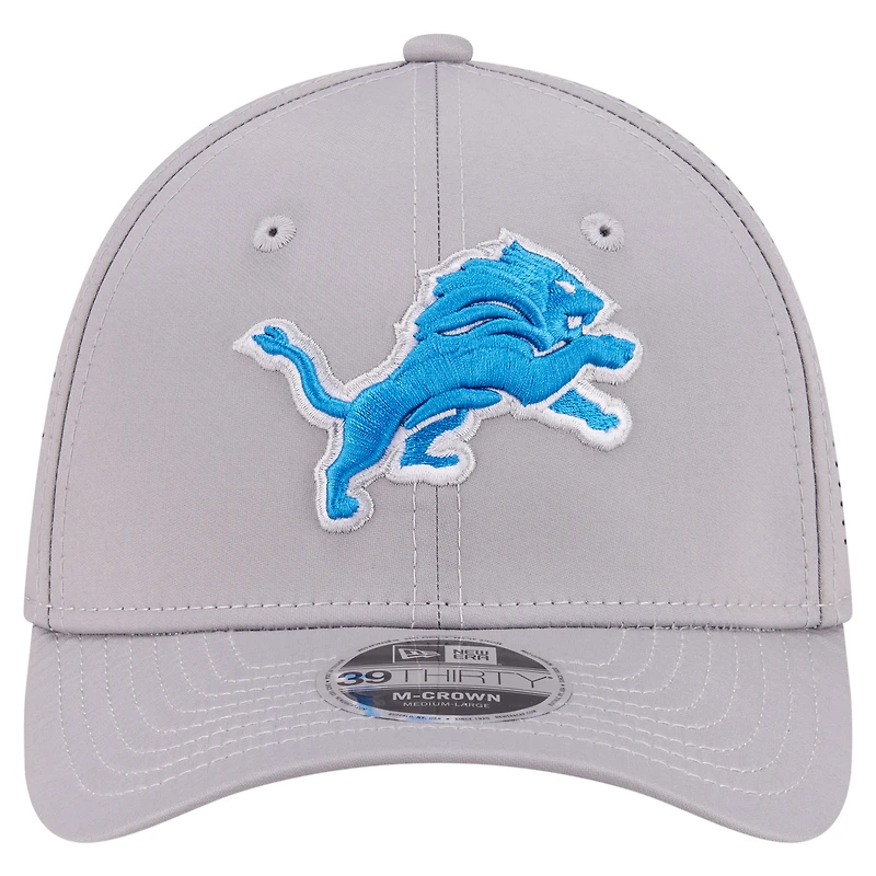 Men's New Era Gray Detroit Lions 39THIRTY M-Crown Flex Fit Hat