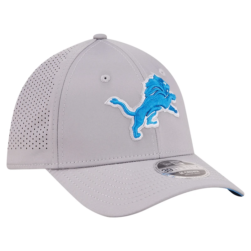 Men's New Era Gray Detroit Lions 39THIRTY M-Crown Flex Fit Hat