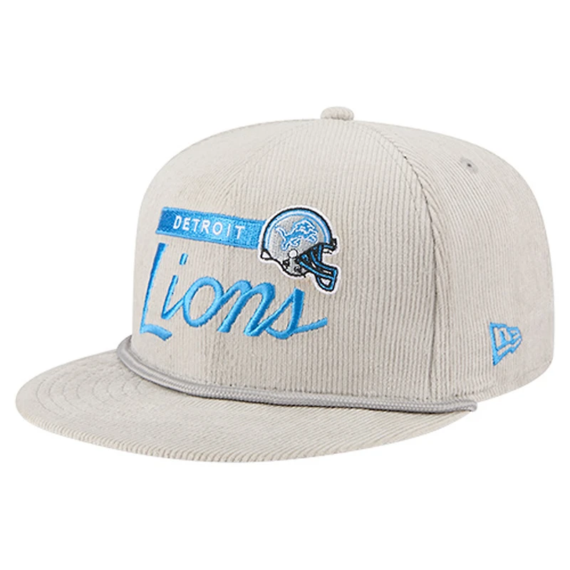 Men's New Era Gray Detroit Lions Cord Rope Corduroy 9FIFTY Snapback Hat