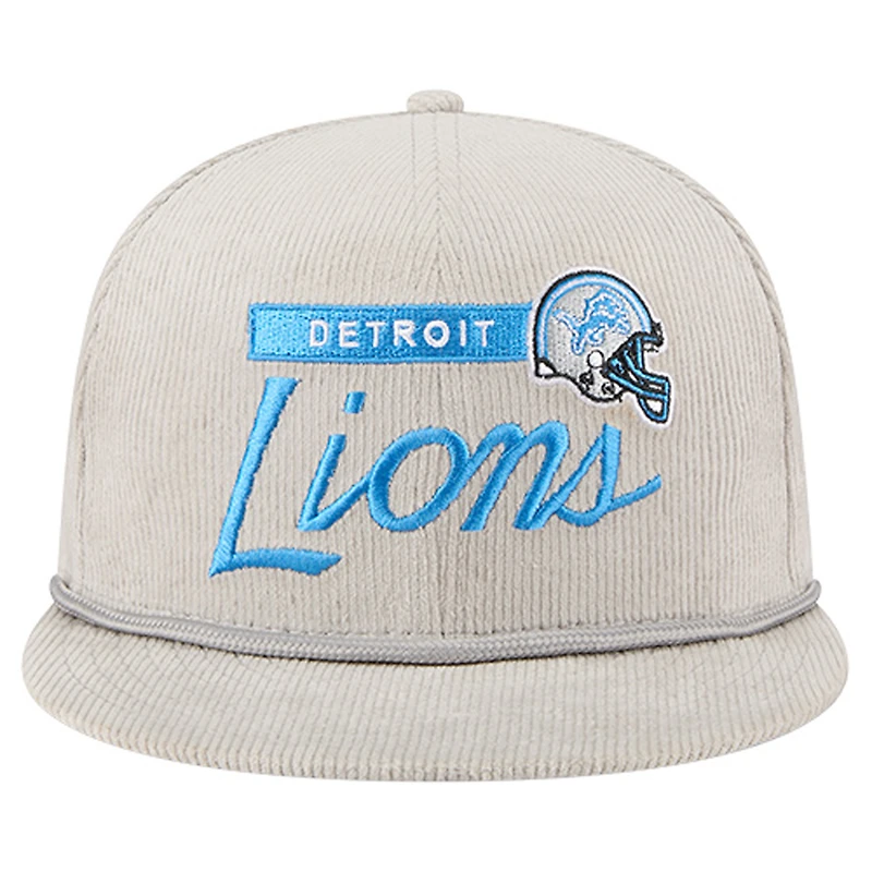 Men's New Era Gray Detroit Lions Cord Rope Corduroy 9FIFTY Snapback Hat