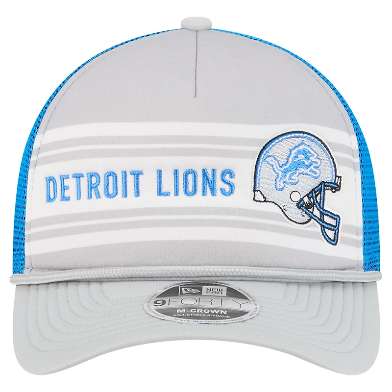 Men's New Era  Gray Detroit Lions  Linear A-Frame 9FORTY Adjustable Hat