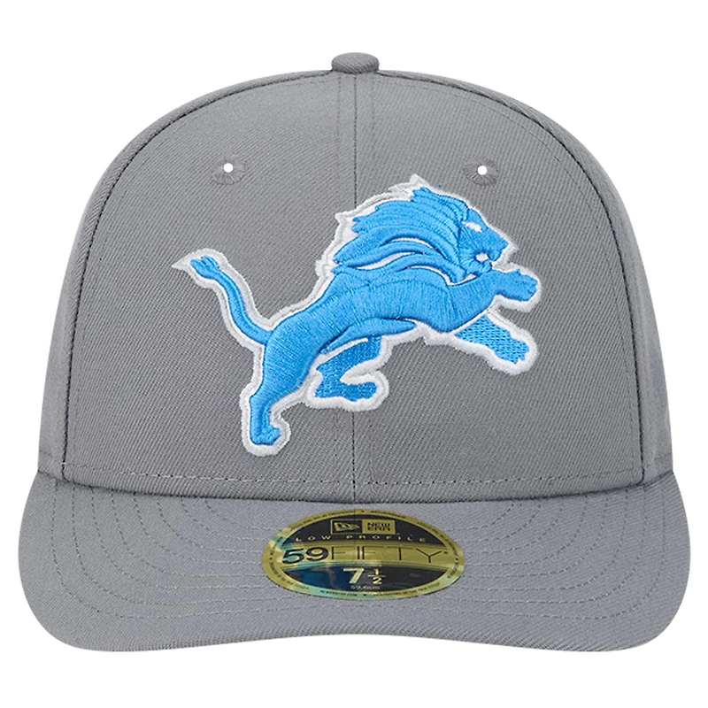 Men's New Era Gray Detroit Lions Omaha Low Profile 59FIFTY Fitted Hat