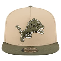 Men's New Era Light Beige/Olive Detroit Lions Color Pack A-Frame 9FIFTY Snapback Hat