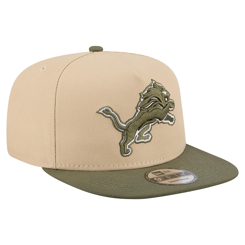 Men's New Era Light Beige/Olive Detroit Lions Color Pack A-Frame 9FIFTY Snapback Hat
