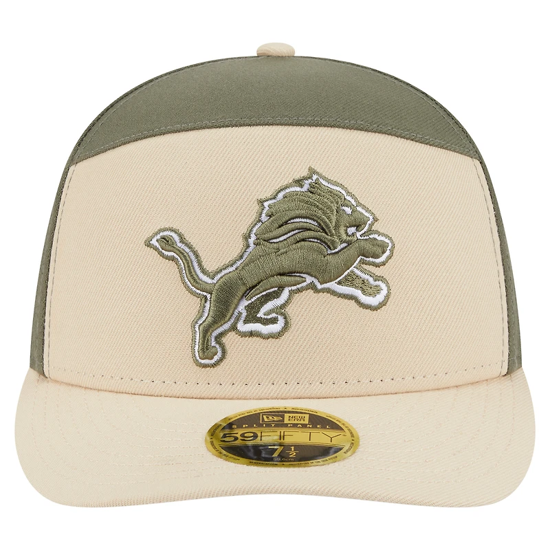 Men's New Era Light Beige/Olive Detroit Lions Two-Tone Color Pack Split Panel 59FIFTY Fitted Hat