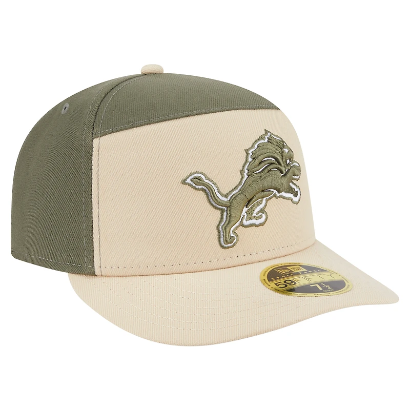 Men's New Era Light Beige/Olive Detroit Lions Two-Tone Color Pack Split Panel 59FIFTY Fitted Hat