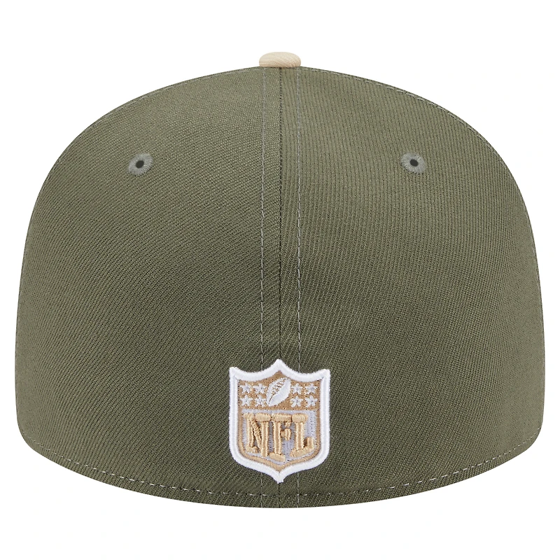 Men's New Era Light Beige/Olive Detroit Lions Two-Tone Color Pack Split Panel 59FIFTY Fitted Hat