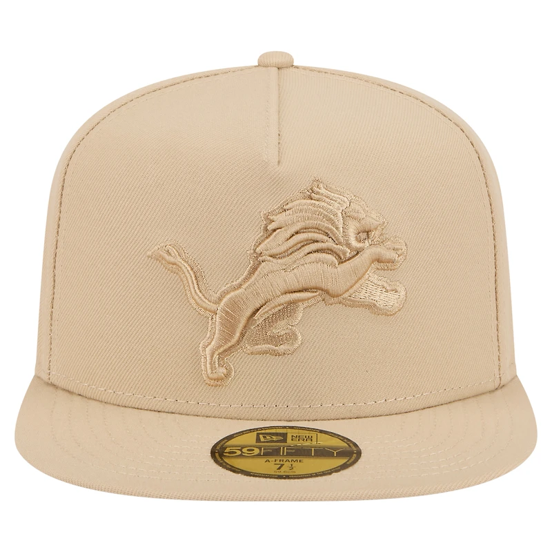 Men's New Era Light Beige Detroit Lions Color Pack A-Frame 59FIFTY Fitted Hat