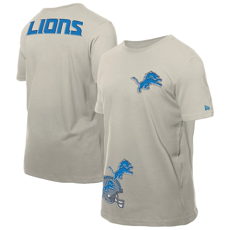 T-shirt beige clair à patchs multiples Detroit Lions de New Era pour homme