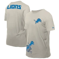 T-shirt beige clair à patchs multiples Detroit Lions de New Era pour homme
