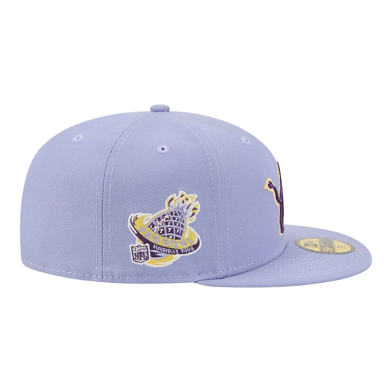 Casquette ajustée New Era 59FIFTY pour homme, couleur violet clair, motif Detroit Lions Lavender Bloom