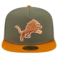Men's New Era  Olive/Brown Detroit Lions Color Pack A-Frame 59FIFTY Fitted Hat