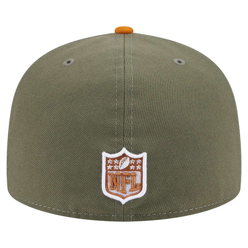 Men's New Era Olive/Brown Detroit Lions Color Pack A-Frame 59FIFTY Fitted Hat
