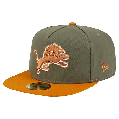 Men's New Era  Olive/Brown Detroit Lions Color Pack A-Frame 59FIFTY Fitted Hat