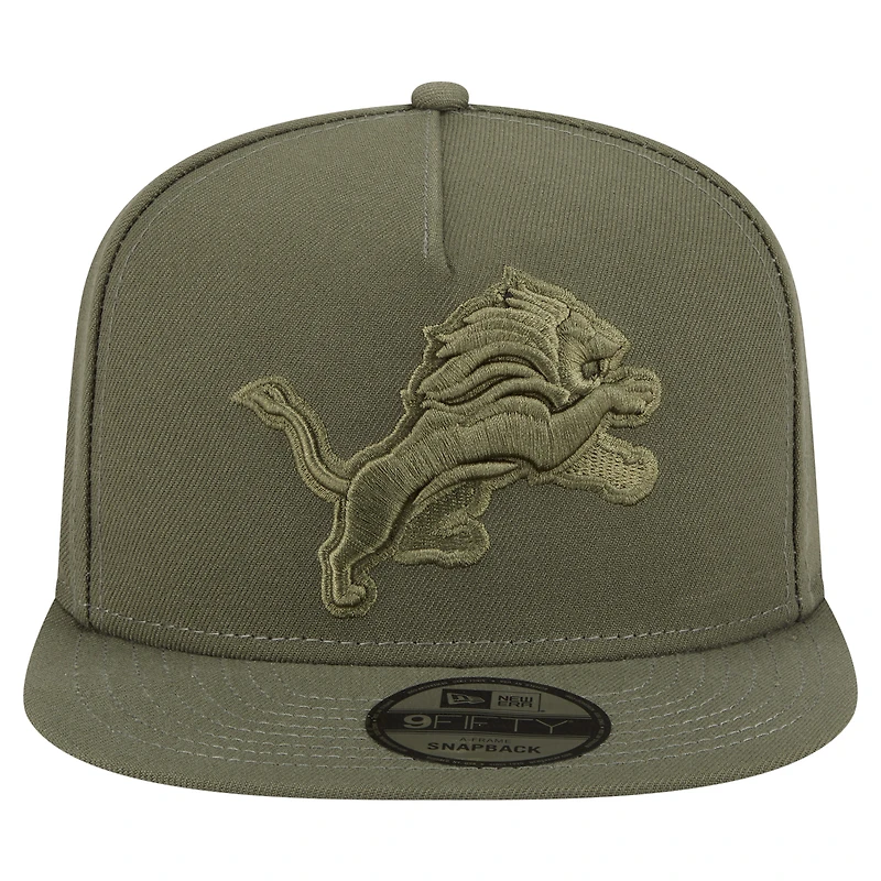 Men's New Era  Olive Detroit Lions Color Pack A-Frame 9FIFTY Snapback Hat