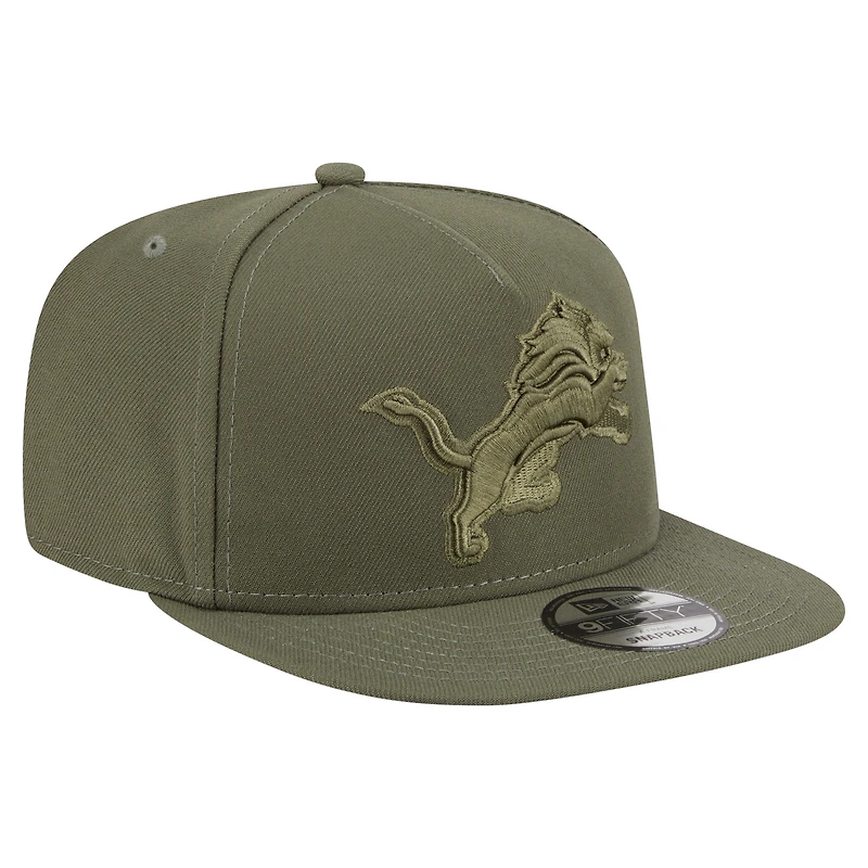 Men's New Era  Olive Detroit Lions Color Pack A-Frame 9FIFTY Snapback Hat