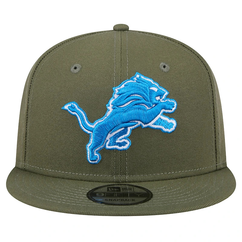 Casquette à visière snapback Main 9FIFTY Detroit Lions de New Era pour homme, olive