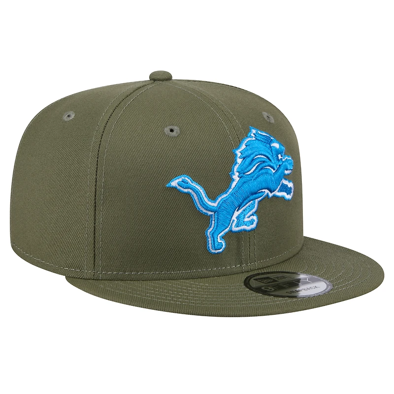 Men's New Era  Olive Detroit Lions Main 9FIFTY Snapback Hat