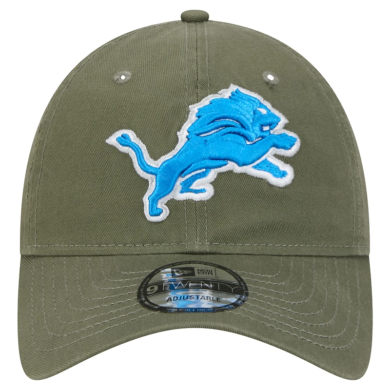 Men's New Era Olive Detroit Lions Main 9TWENTY Adjustable Hat