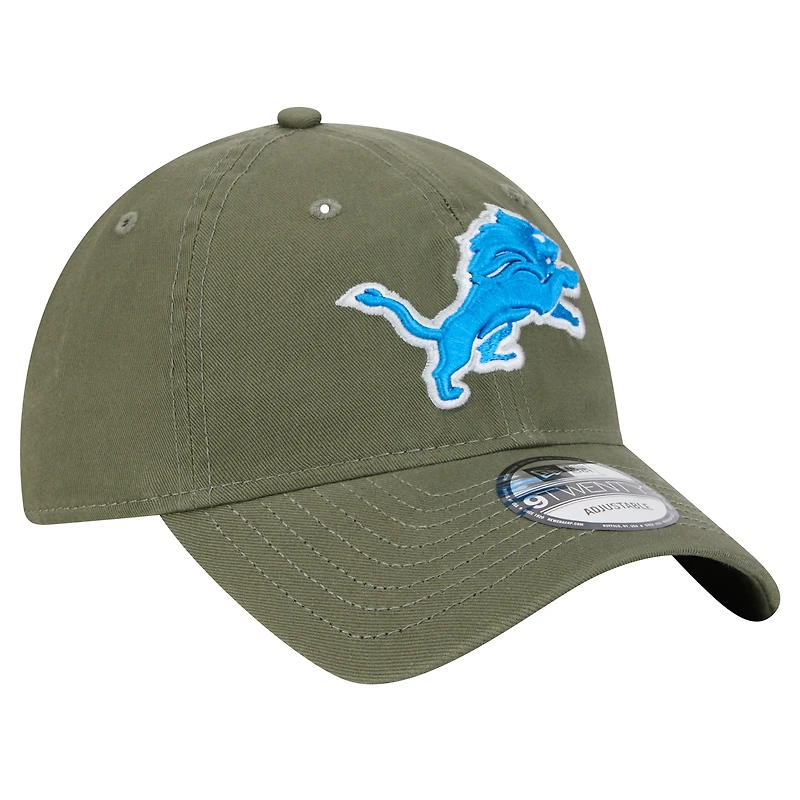 Men's New Era Olive Detroit Lions Main 9TWENTY Adjustable Hat