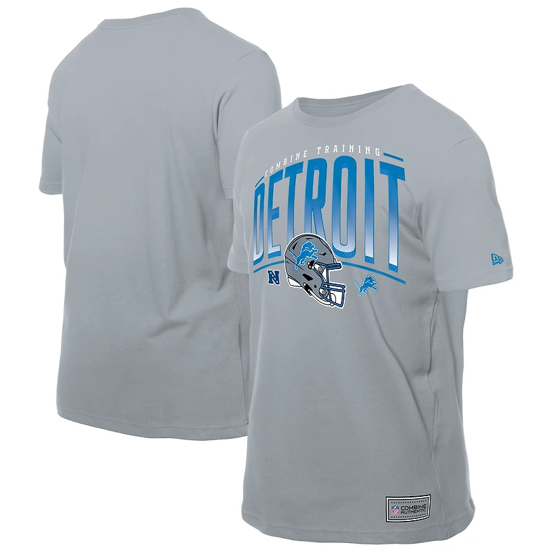 Men's New Era Silver Detroit Lions Combine Authentic Helmet T-Shirt