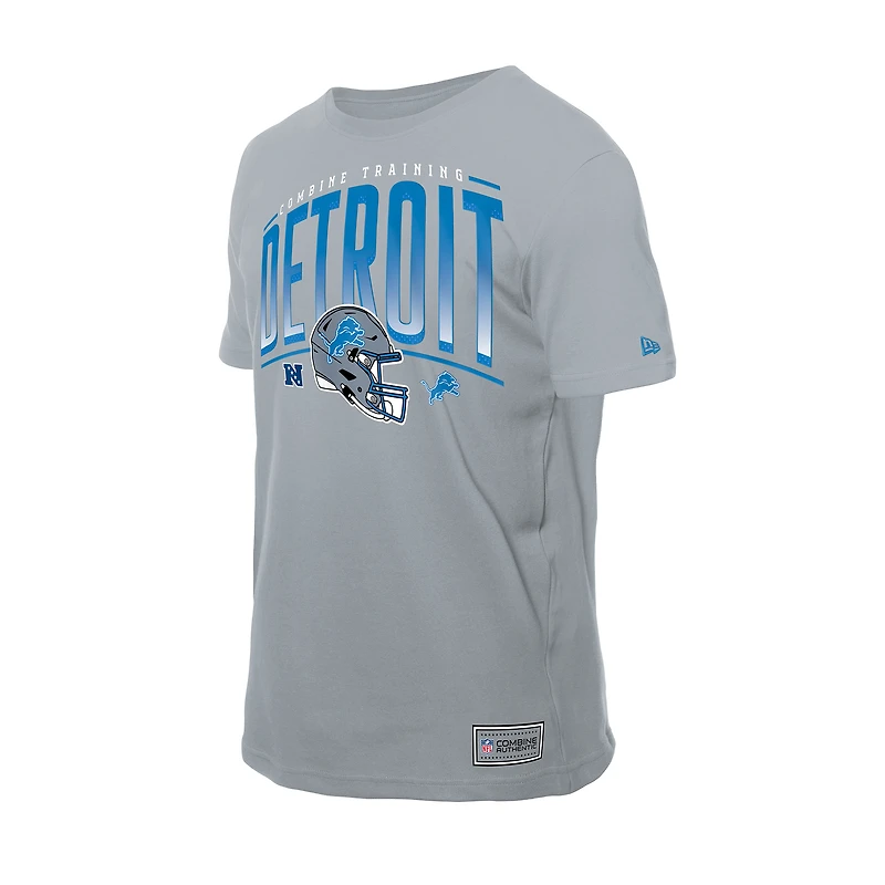 Men's New Era Silver Detroit Lions Combine Authentic Helmet T-Shirt