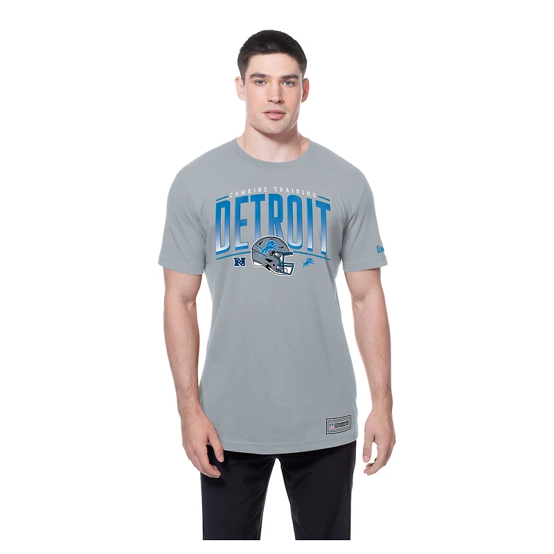 Men's New Era Silver Detroit Lions Combine Authentic Helmet T-Shirt