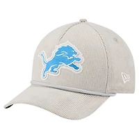 Casquette ajustable en velours côtelé 9FORTY A-Frame argentée des Lions de Detroit de New Era pour homme