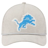 Men's New Era Silver Detroit Lions Cord Corduroy 9FORTY A-Frame Adjustable Hat