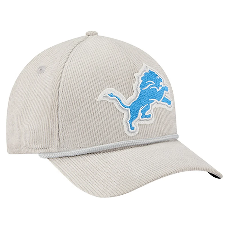 Men's New Era Silver Detroit Lions Cord Corduroy 9FORTY A-Frame Adjustable Hat