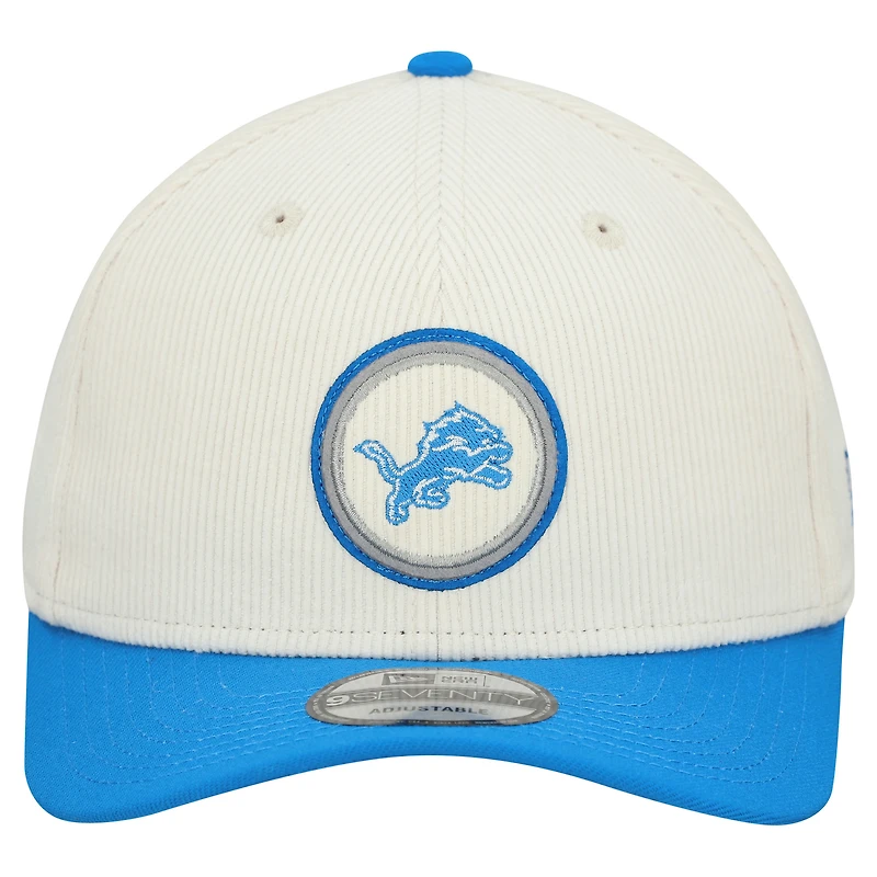 Men's New Era  Stone Detroit Lions  Loyal Corduroy 9SEVENTY Adjustable Hat