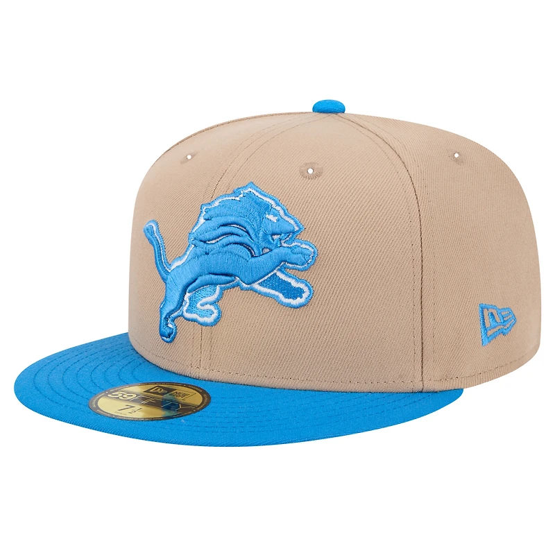 Men's New Era Tan Detroit Lions  Logo Main 59FIFTY Fitted Hat