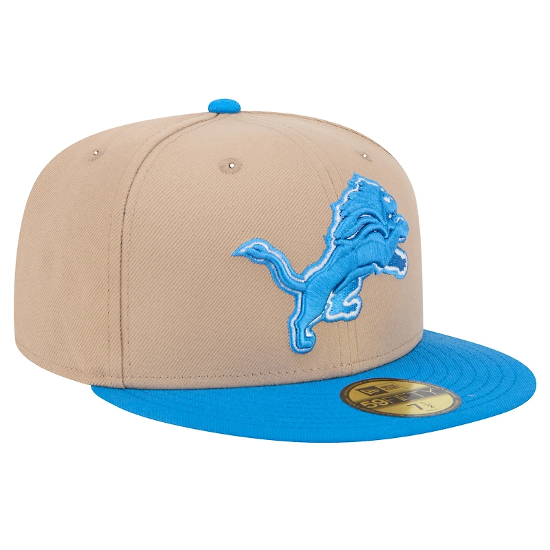 Men's New Era Tan Detroit Lions Logo Main 59FIFTY Fitted Hat