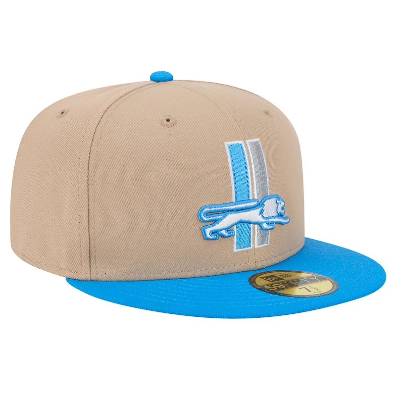 Men's New Era Tan Detroit Lions  Throwback Logo Main 59FIFTY Fitted Hat