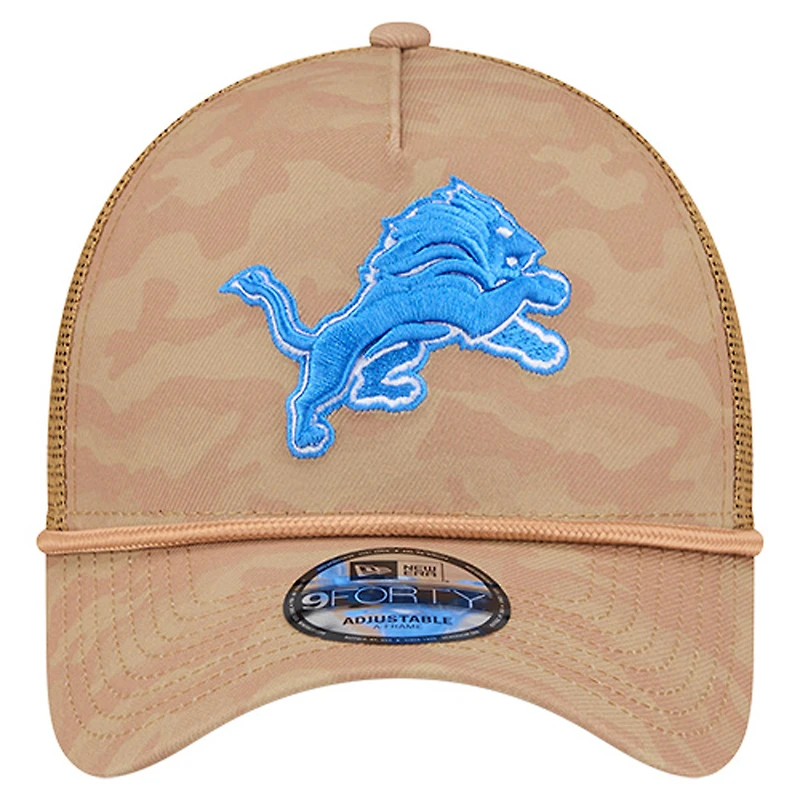 Men's New Era  Tan Detroit Lions Wheat Camo 9FORTY Adjustable Hat