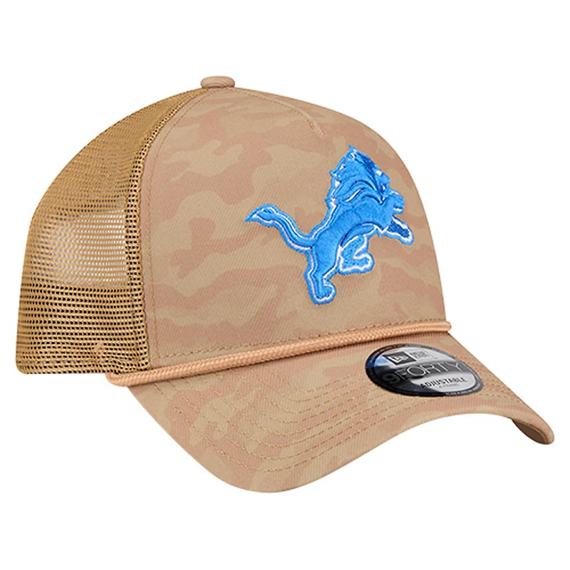 Men's New Era  Tan Detroit Lions Wheat Camo 9FORTY Adjustable Hat