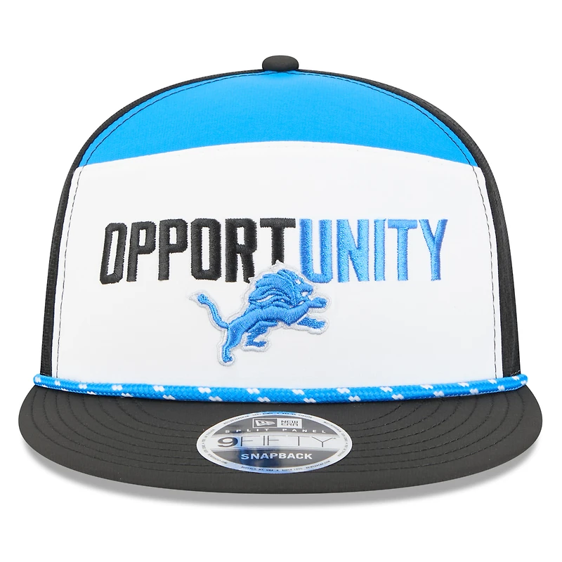 Men's New Era White/Black Detroit Lions 2025 Inspire Change Split Panel 9FIFTY Snapback Hat