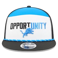 Men's New Era White/Black Detroit Lions 2025 Inspire Change Split Panel 9FIFTY Snapback Hat