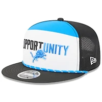 Men's New Era White/Black Detroit Lions 2025 Inspire Change Split Panel 9FIFTY Snapback Hat