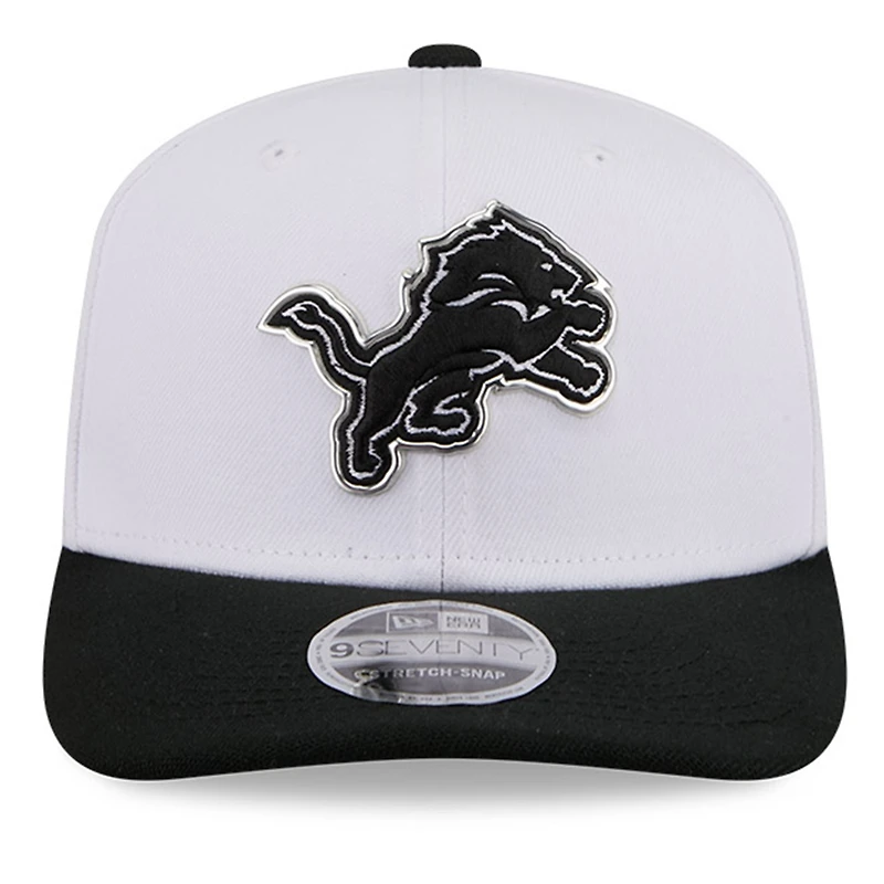 Casquette ajustable New Era blanche et noire Detroit Lions 2026 NFL Draft 9SEVENTY pour homme